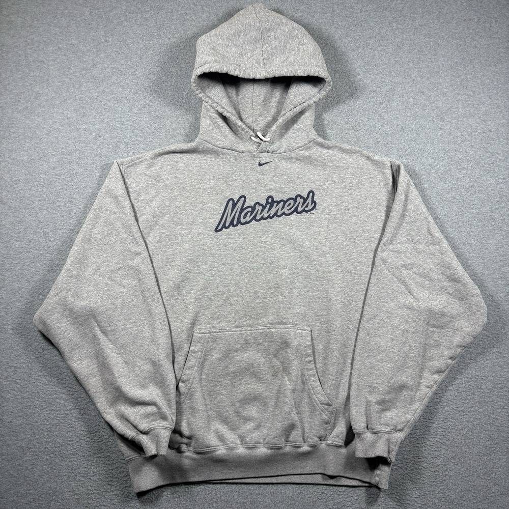 Vintage Nike Center Swoosh Seattle Mariners Hoodie Sweatshirt Mens XXL Gray Y2K